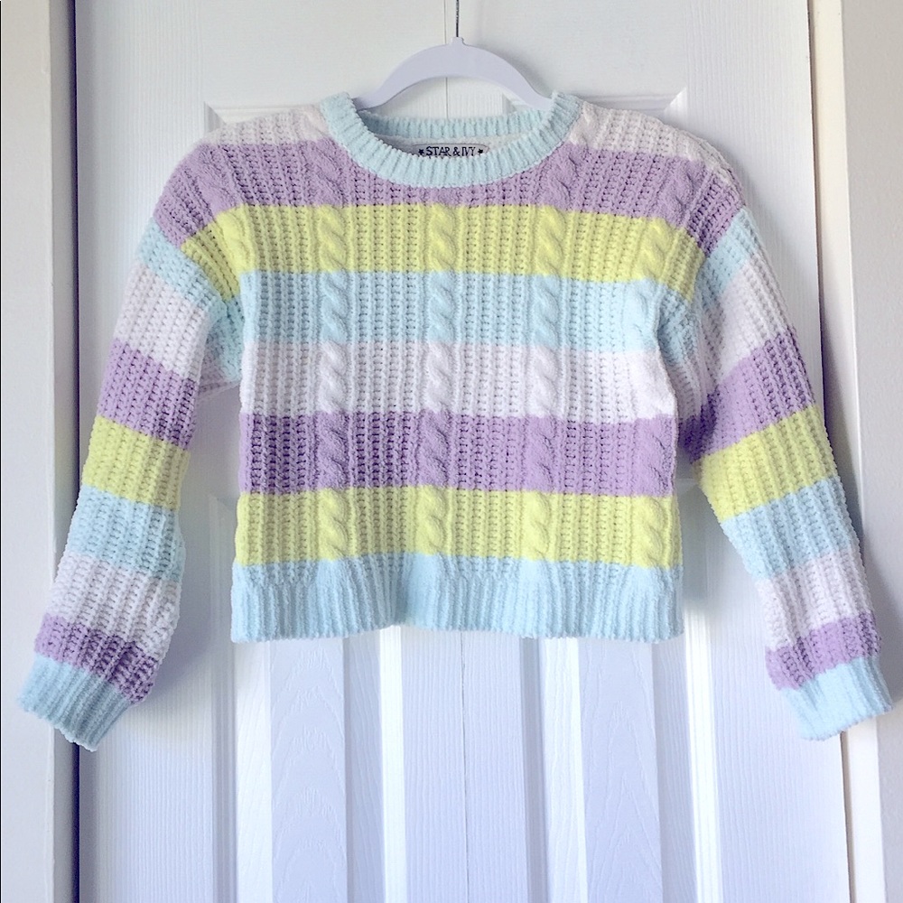 Cropped Top Sweater 3/4 Sleeve